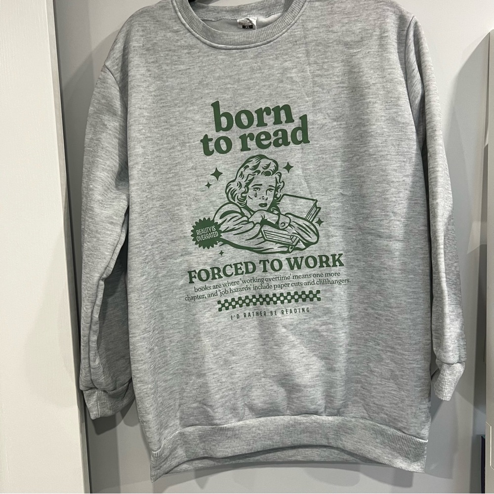 Gray Graphic Crew Neck Sweater